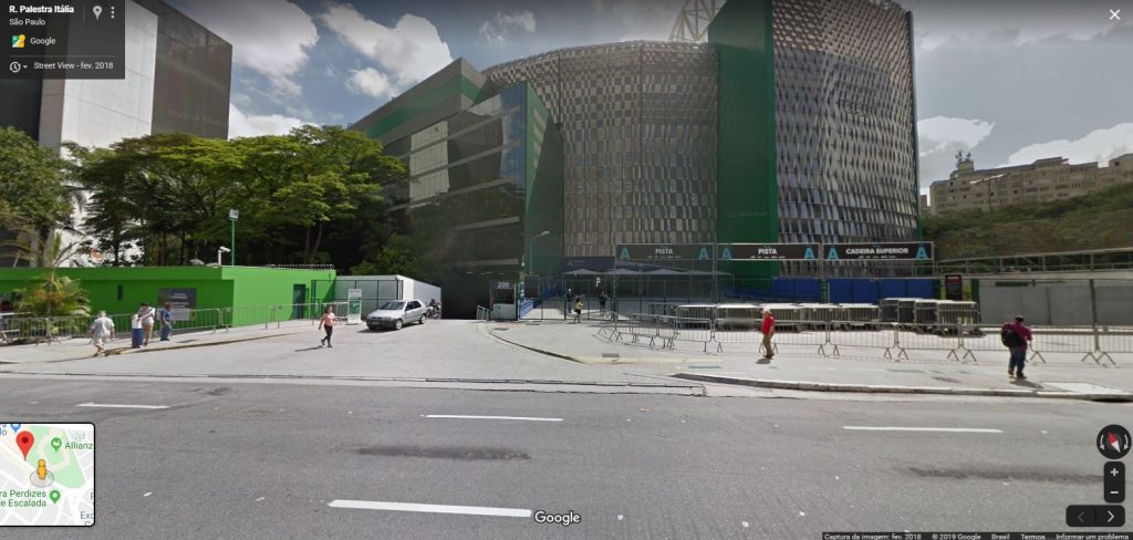 Allianz Parque - Fevereiro de 2018 - Foto: Google Street View