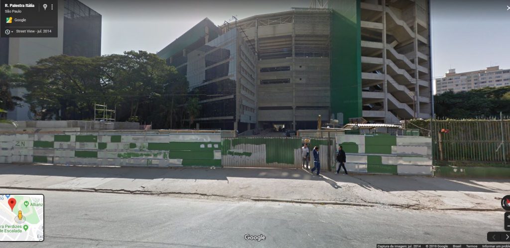 Transformação do Palestra Italia em Allianz Parque - Julho de 2014 - Foto: Google Street View