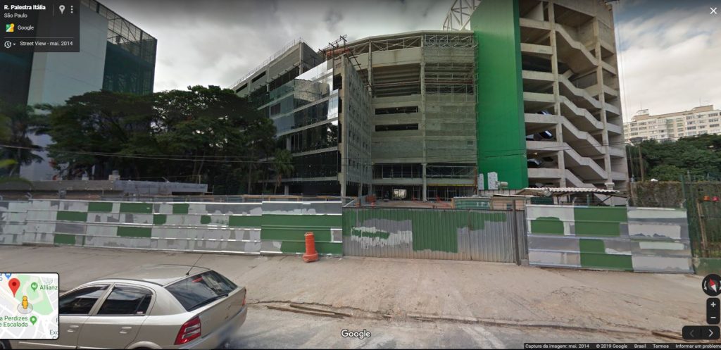 Transformação do Palestra Italia em Allianz Parque - Maio de 2014 - Foto: Google Street View