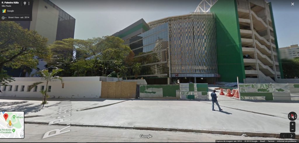 Transformação do Palestra Italia em Allianz Parque - Setembro de 2014 - Foto: Google Street View